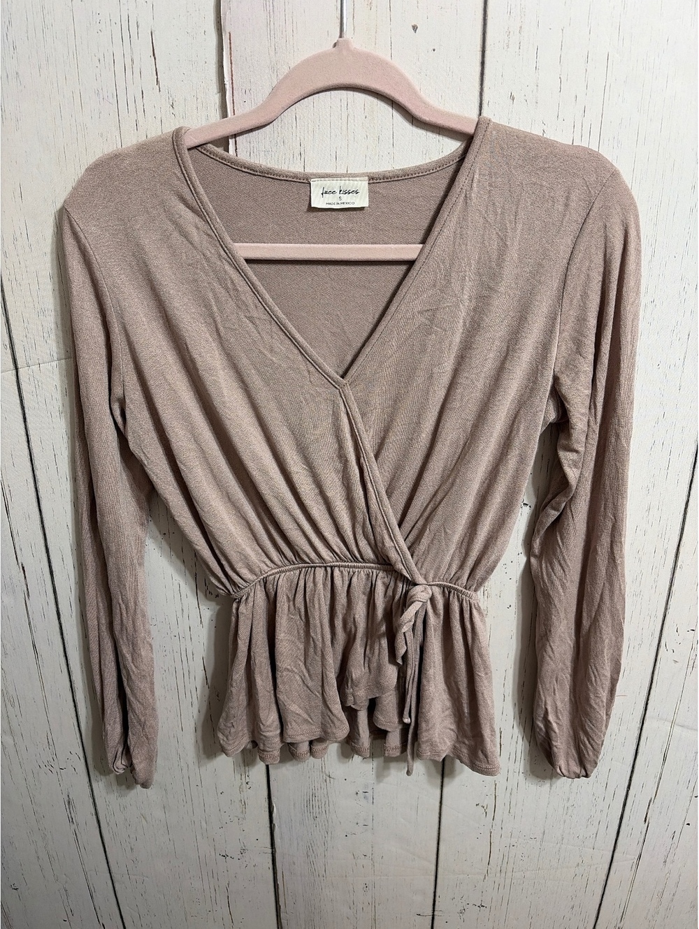 Free Kisses Rayon Blend Faux Wrap Top Small
